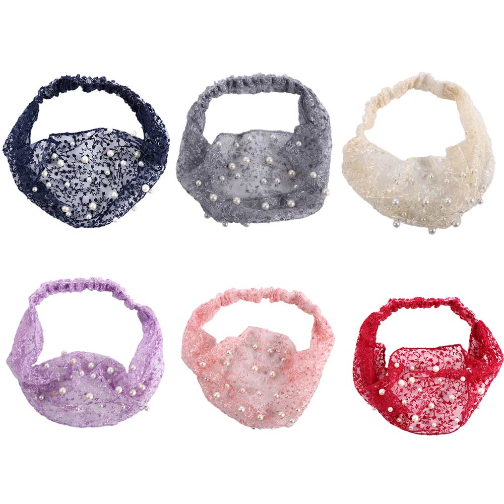 Pearls Make up Korean Style Hair Wear Organza Headband Wide Side Hairband Women Hair Accessories