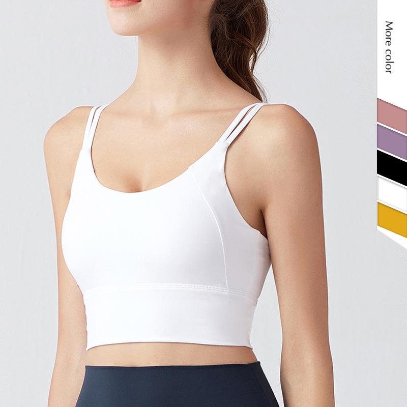 Европейский и американский спортивный бюстгальтер для йоги с двойными бретелями и съемными подушечками