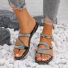 Luxury Woman Sandal Ladies Summer Simple Rhinestone Outer Wear Flat Bottom Open Toe Beach Plus Size Sandals SandáLias Planas