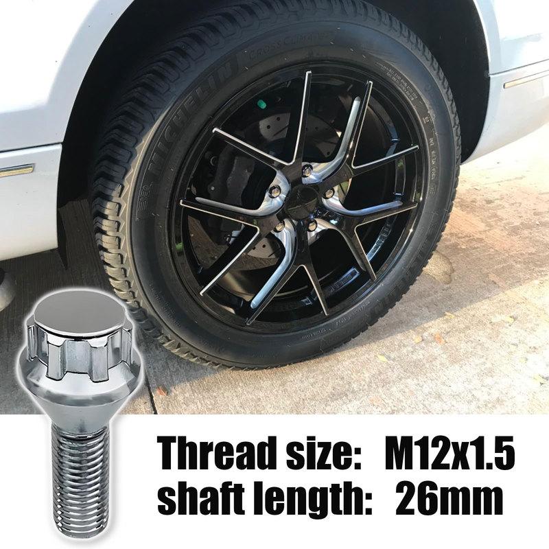 Locking Wheel Bolts M12 x 1.5 Nuts Chrome Alloy Wheel Lug Stud Taper Seat For BMW MINI Vauxhall Corsa Nissan