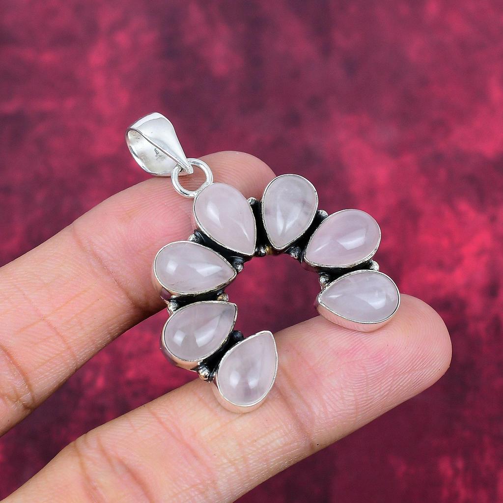 Ювелирные изделия из розового кварца, кулон из стерлингового серебра 925 пробы, ювелирные изделия ручной работы с драгоценными камнями, подарки для жены, абсолютно новый кулон