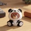 Desktop Ornament Decoration Grumpy Bear Figurine with Panda Hood, Cute Animal for Funny Character Statue Car Dashboard, Compact Home Office Dashboard