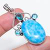 Larimar, Topaz Gemstone 925 Sterling Silver Jewelry Pendant 2.36"