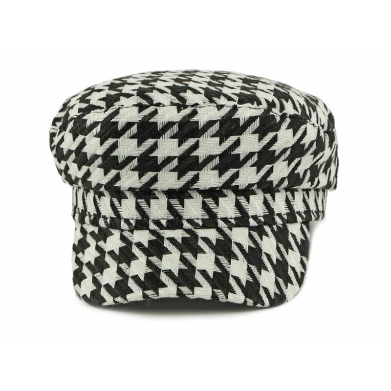 Houndstooth Hat Women's Spring Autumn Duck Cap Vintage Flat Cap