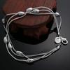 New Trendy Silver Three-Line Bead Bracelet - Elegant and Fashionable Jewelry Piece.