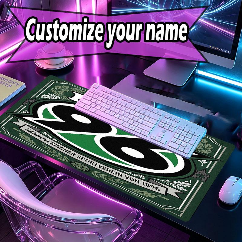 Custom Name Personalized Hannover 96 Football Pattern Mousepad, Laptop PC Desk Mat, Decorative Desk Mat for Home Keyboard Pad Gift