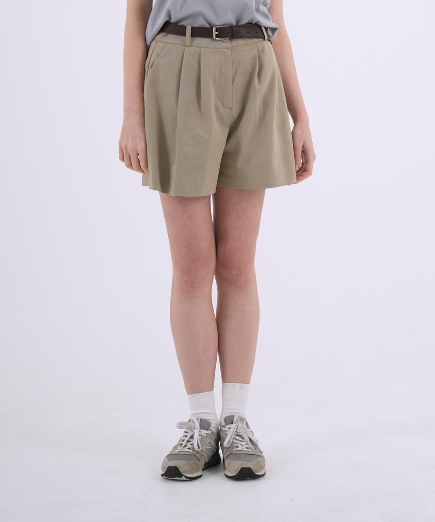 THE-ABON Women'S Cotton Bermuda Shorts Beige