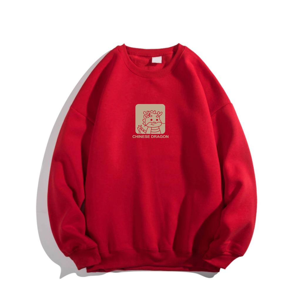 Год Дракона милый стиль бархатный свитшот женский без капюшона новый осень и зима новогодний красный год животных год верхняя одежда