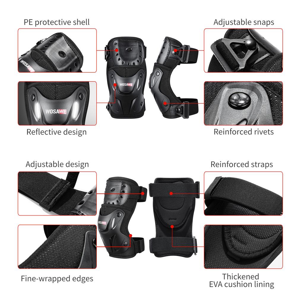 Wosawe Комплект защиты локтей и колен мотоцикла, защита брони эндуро для мотоцикла, внедорожные щитки для голени, взрослые