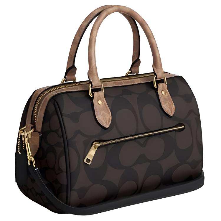 Coach Rowan 25 Сумка через плечо на ремне с принтом и покрытием из канваса Средняя женская сумка Коричневый CY679-IMXI8