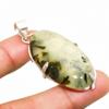 Prehnite Gemstone Handmade 925 Silver Plated Jewelry Pendant 2.00"