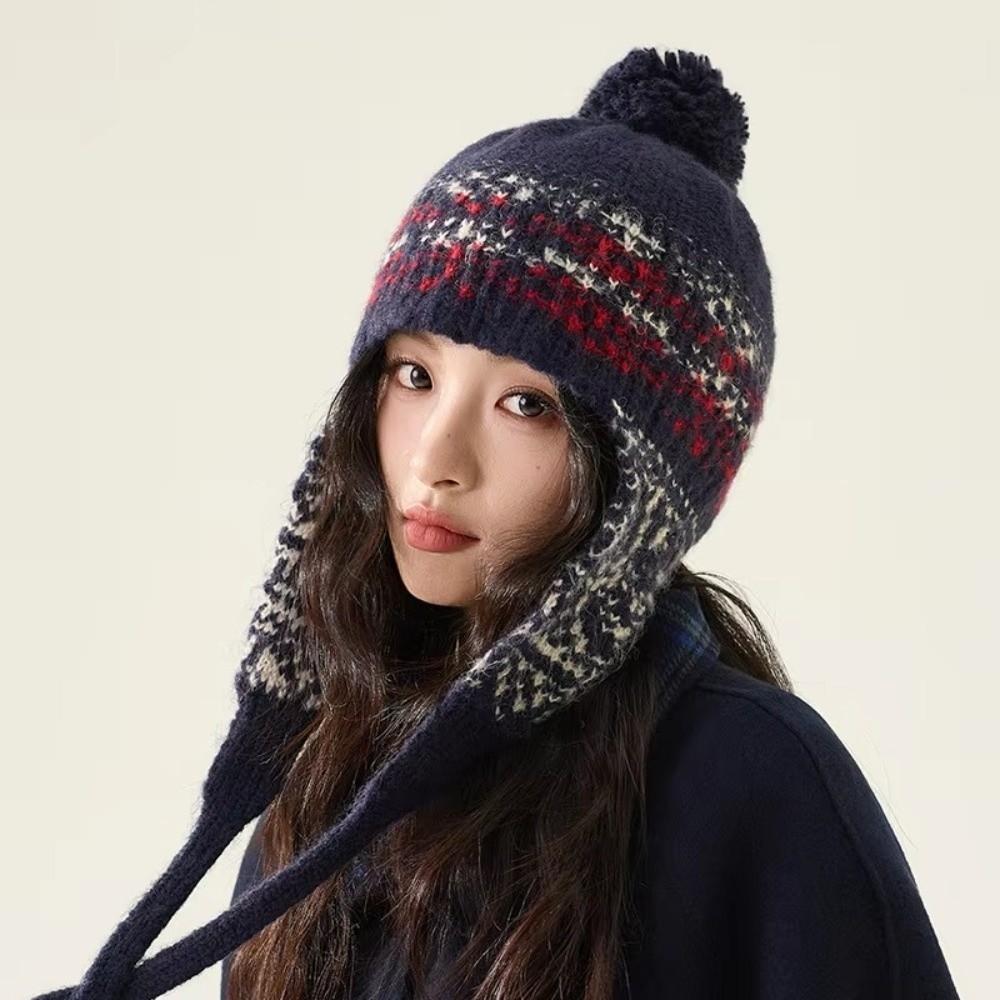 Y2k Ear Protection Cap Weave Women Wool Cap Cute Knitted Beanies Caps Streetwear