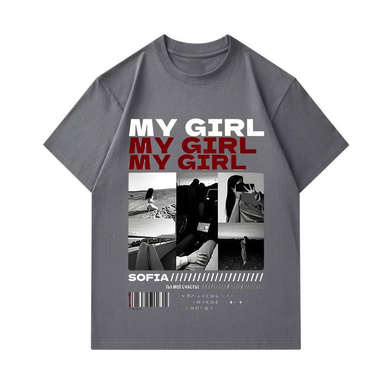 Men's 100% Cotton Crew Neck Short Sleeve T-Shirt, My Girl Letter Print Casual Soft Breathable Daily Streetwear Tee for Summer Outdoor Daily Wear