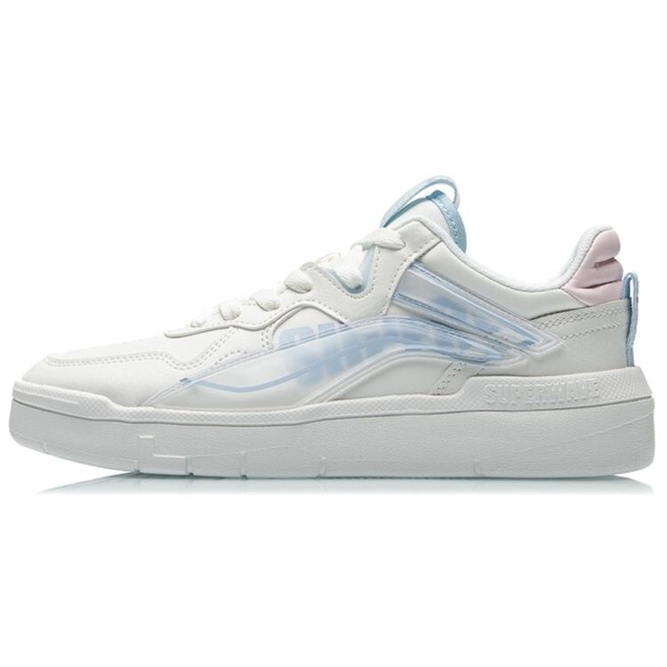 Li Ning Wave Superwave LO Нескользящие Дышащие Легкие Износостойкие Скейтбордические Кроссовки Женские Бело-Синие AECR004-3
