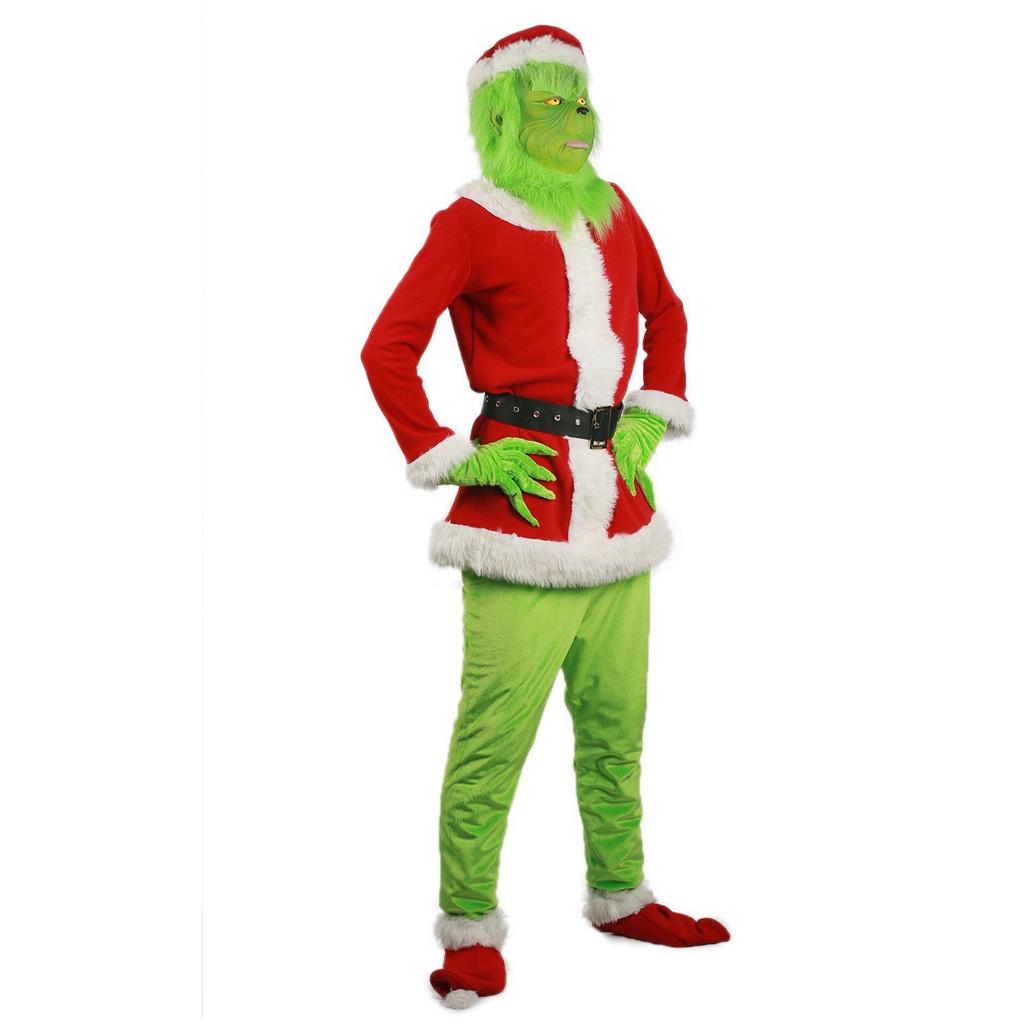 Christmas Green Costumes-Children Furry Christmas Cosplay Costume Santa Outfit Sets