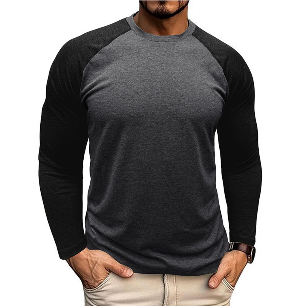 Long Sleeved Round Neck T-Shirt Men'S Casual Raglan Top