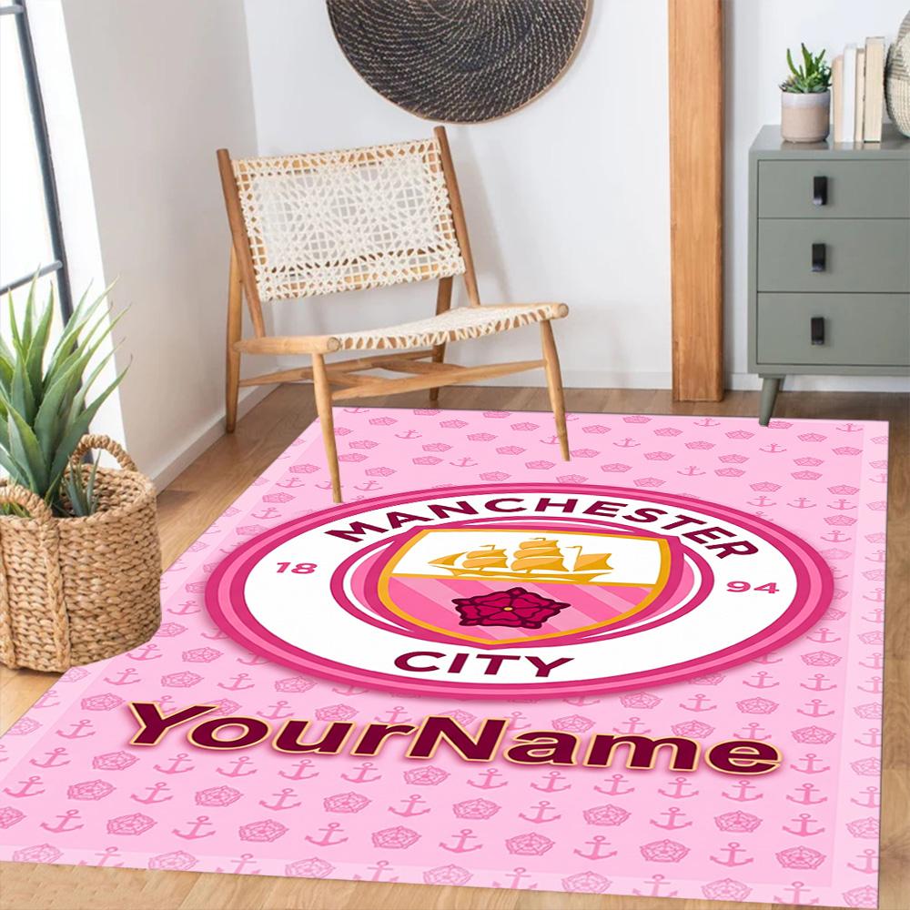 Manchester City Customizable Name Floor Rug Office Rug Perfect for Dining Room Dormitory Living Rooms Entryway Anti-slip Rug Decorate Offices