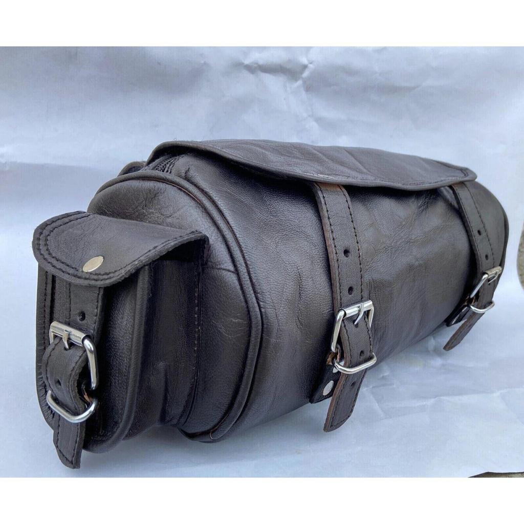 Leather Saddle Bag Luggage Tool Side Motorcycle Bag Pouch Panniers Sportster