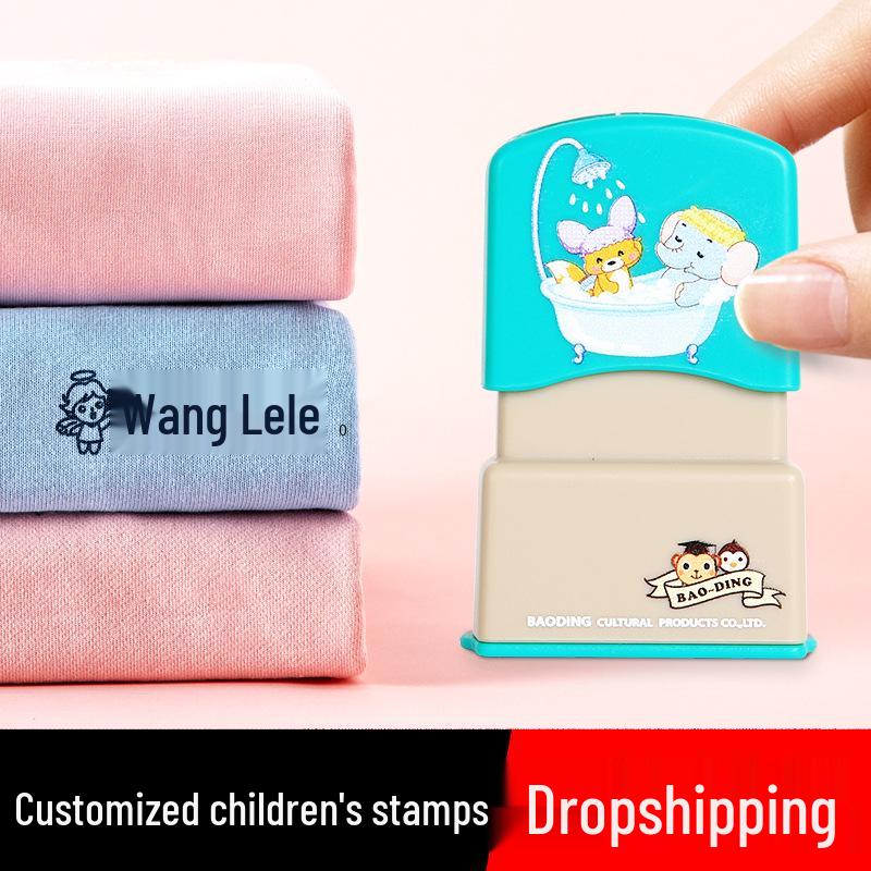 Children's Waterproof Name Stamp - Durable for Clothes and Masks, Non-Fading Kindergarten Stickers