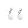 V-shaped Wheat Ears Pearl Earrings Inlaid with Diamonds Light Luxury Temperament Fashionable Romantic Earrings High-end
