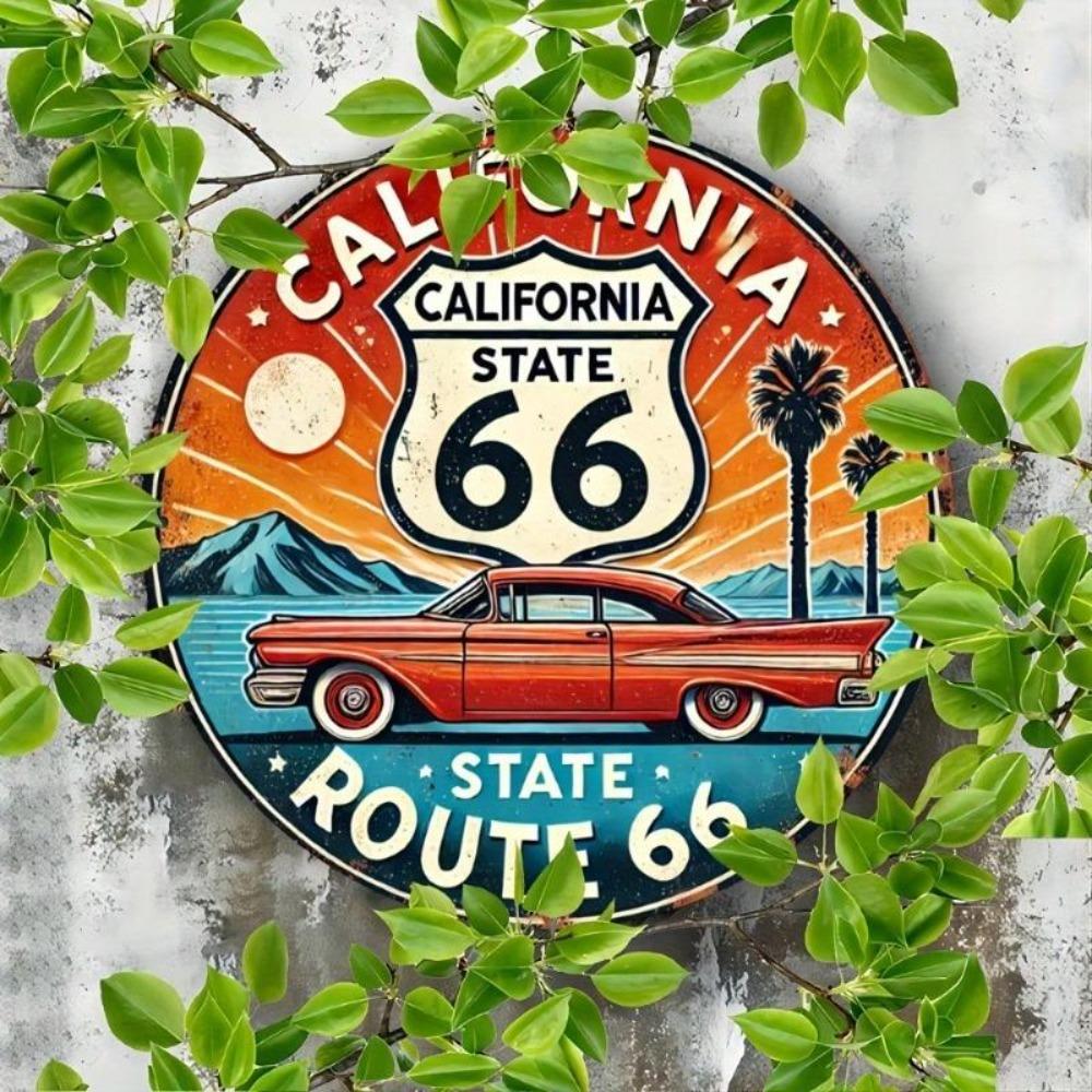 Винтажная металлическая жестяная табличка Route 66 Калифорния Настенное искусство Домашний бар Декор гаража