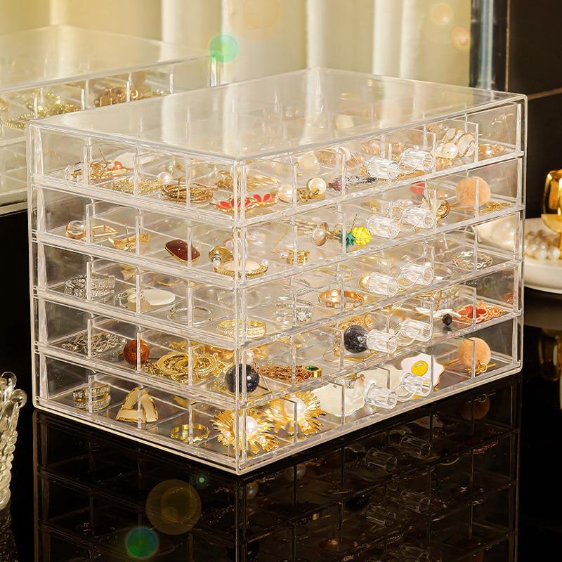 72/120 Grid Earring Jewellery Storage Box Clear Acrylic Necklaces Ring Storage Box