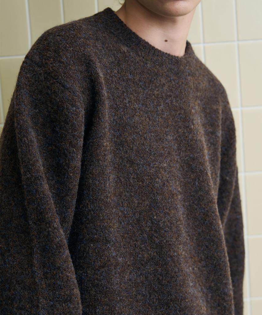 DRAW FIT Wool Blend Hairy Knit [Brown]