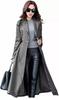 Handmade Women's Grey Trench Coat Leather Genuine Lambskin Long Party Stylish