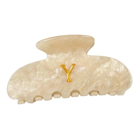 Женская заколка для волос с принтом букв, противоскользящими зубцами, зажим для волос на затылок, большой размер, зажим для волос для душа, аксессуар для волос