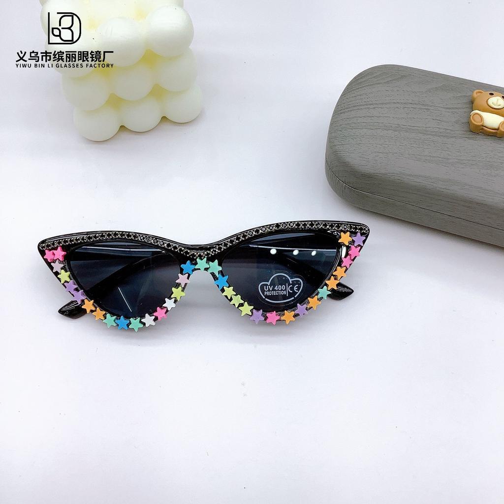 Модные персонализированные детские солнцезащитные очки солнцезащитные очки кошачий глаз Diy Star Chain моделирование солнцезащитный крем солнцезащитные очки Tide