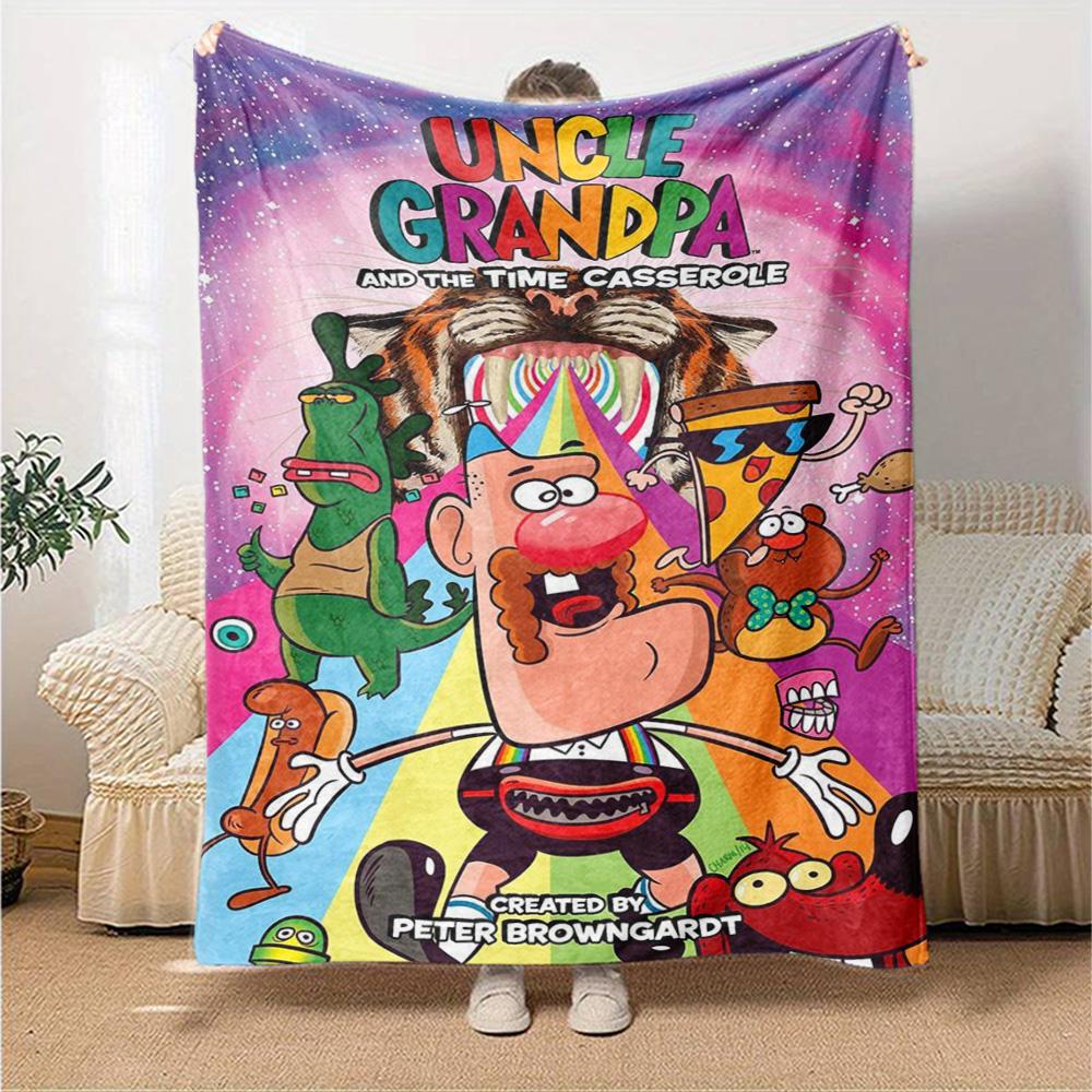 Uncle Grandpa Print Flannel Blanket High Quality Warm Comfortable Cover for All Seasons Perfect for Gifts Home Decor