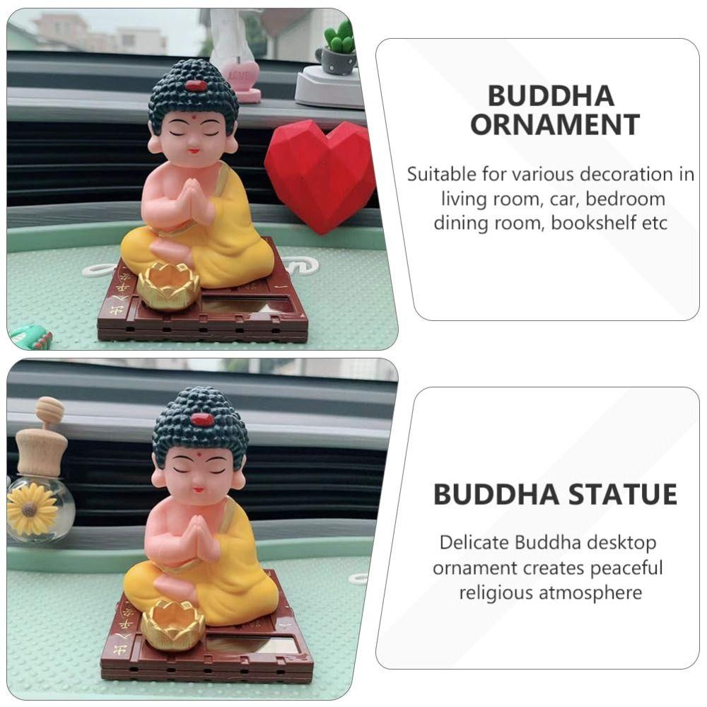 Creative Solar Nodding Buddha Decor Figure Mascot Ornaments Car Accessories Solar Dancing Luck and Fortune Decoration Dashboard