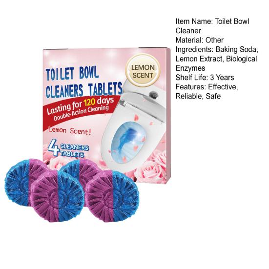 4 шт., автоматические таблетки для чистки унитаза, быстродействующие, быстрорастворимые, долговечные блоки для чистки бачка унитаза для ванной комнаты