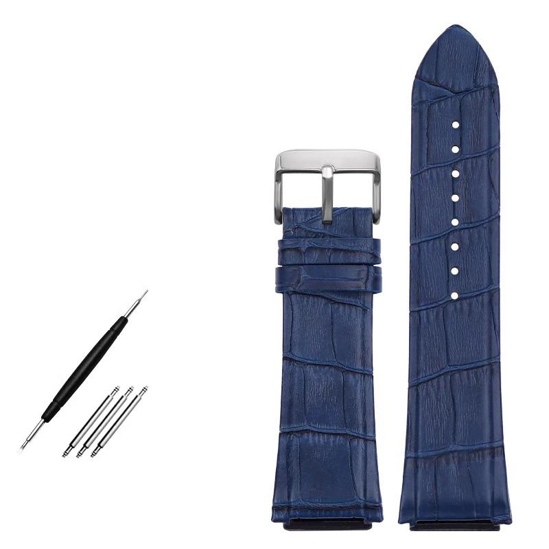 Genuine Leather Watchband For GUESS W0040G3 W0247G3 W0040G7 Series Blue Cowhide Watch Straps 22mm Wrist Band Men Bracelet