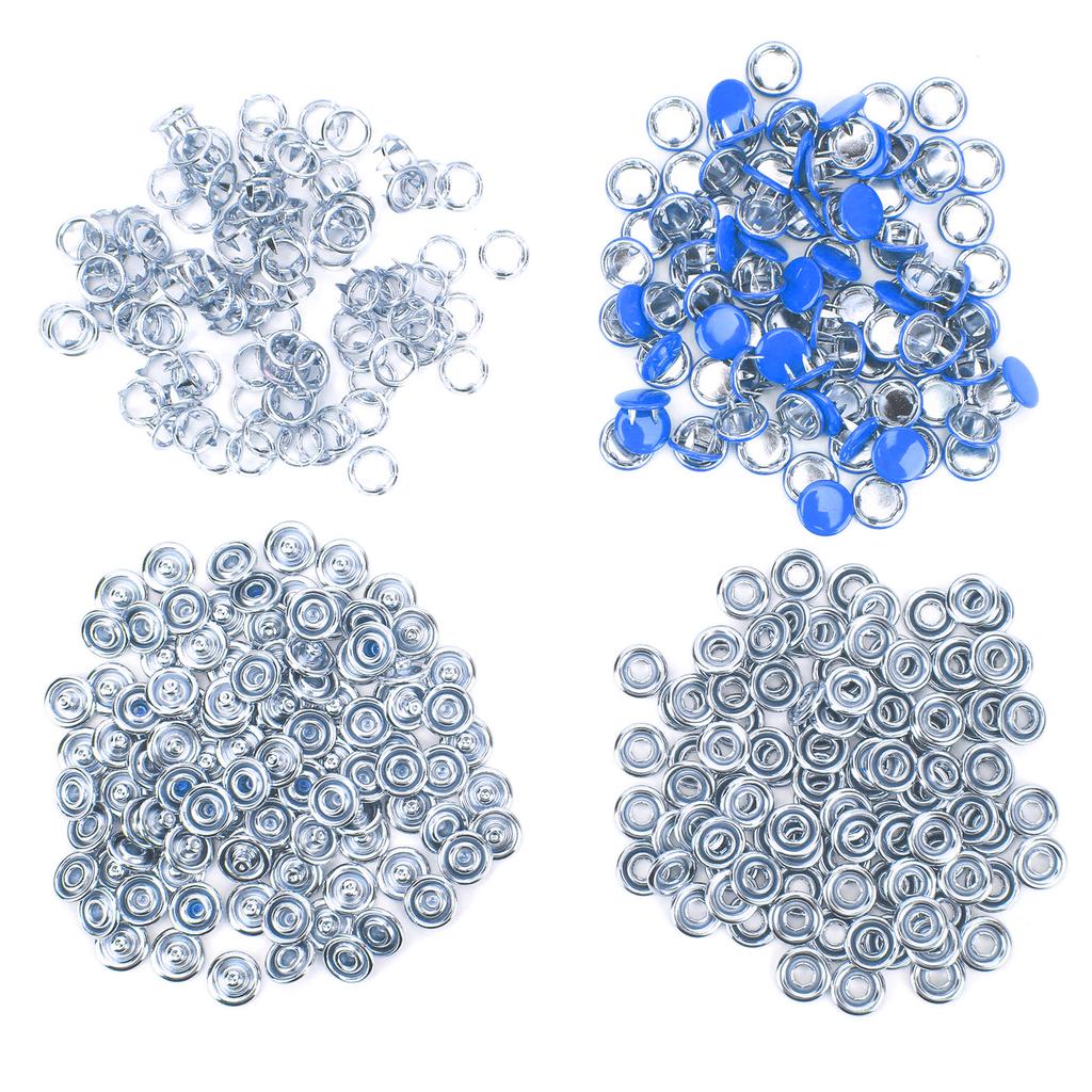 100 Set Snap Button Colorful Brass Prong Press Stud Sewing Fasteners with Installation Tool