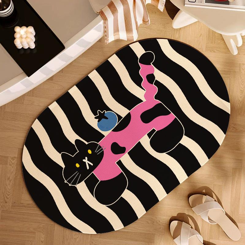 Коврик для пола с изображением кота из диатомовой грязи, впитывающий противоскользящий коврик для двери ванной комнаты, коврик для туалета и ванной комнаты