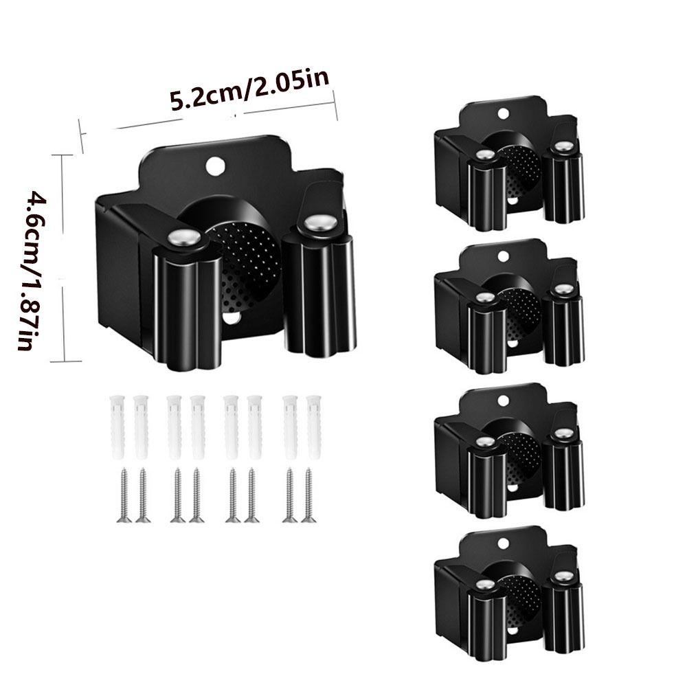 4Pcs Wall Mounted Mop Storage Clips Rack Hanging Brush Broom Hanger Shelf Accessories