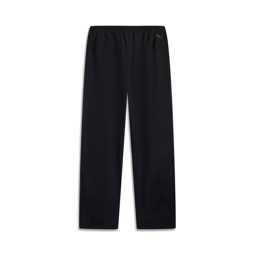 Li-Ning Simple Mid-Waist Solid Color Straight Leg Drawstring Knit Sports Pants Women Bottoms Black AKLV270-4