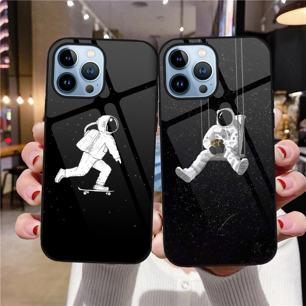 Чехол с изображением астронавта из закаленного стекла для Iphone 14 13 11 12 Pro Max Mini Xs Xr X 7 8 6s Plus Se 2022, защитный чехол Carcasa