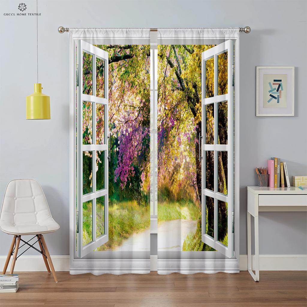 3D-печатные шторы для оконного декора, имитация, современные, декоративные, спальня, гостиная, кабинет, 2 шт.