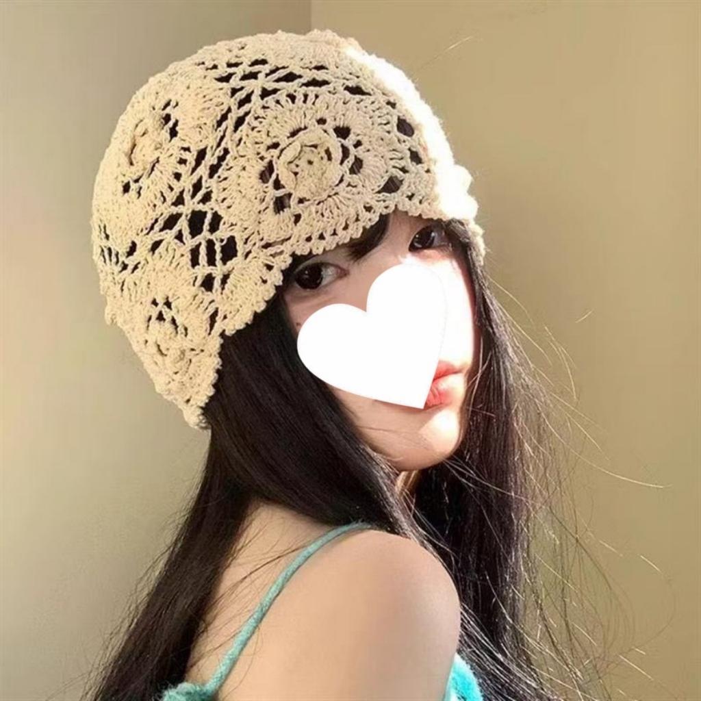 Женская шапка-бини свободного кроя без полей, вязаная ажурная шапка, шапочка, женская шапка, тонкой вязки, шерстяная шапка, вязаная шапка, шапка-пирожок