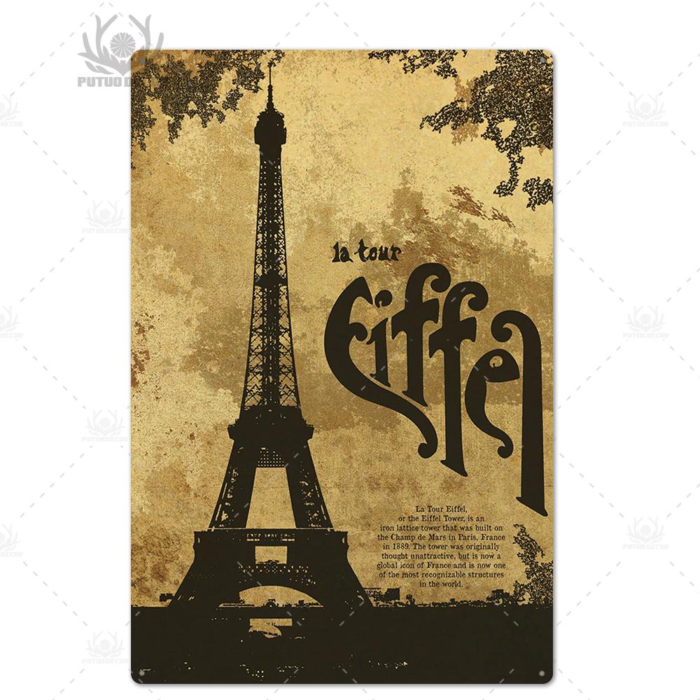 Decor Paris Vintage Tin Sign Plaque Metal Retro British Coffee Bar House Home Living Room Decorative Wall Poster