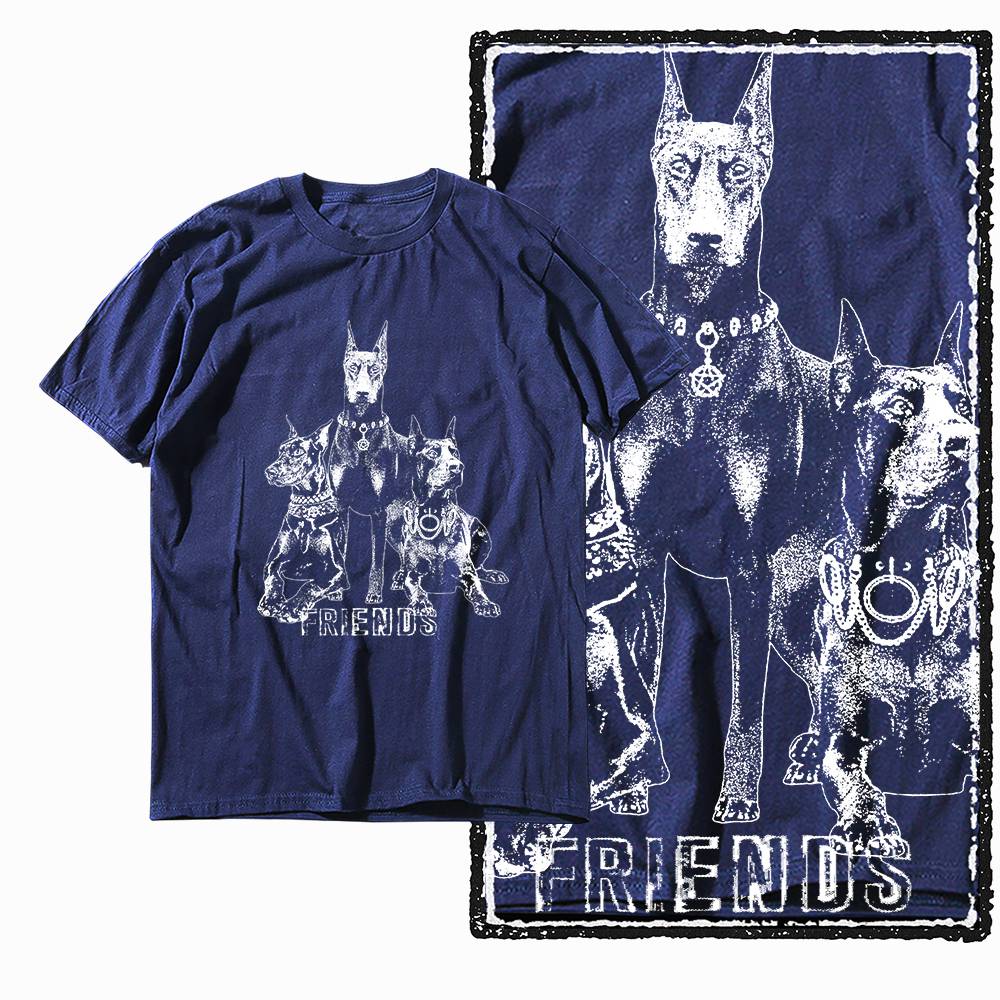 G59 NAVY Big Size 100% Cotton Dog Printed Men's T-shirt | Streetwear Cool Vintage O-neck Men's Tee Tshirt