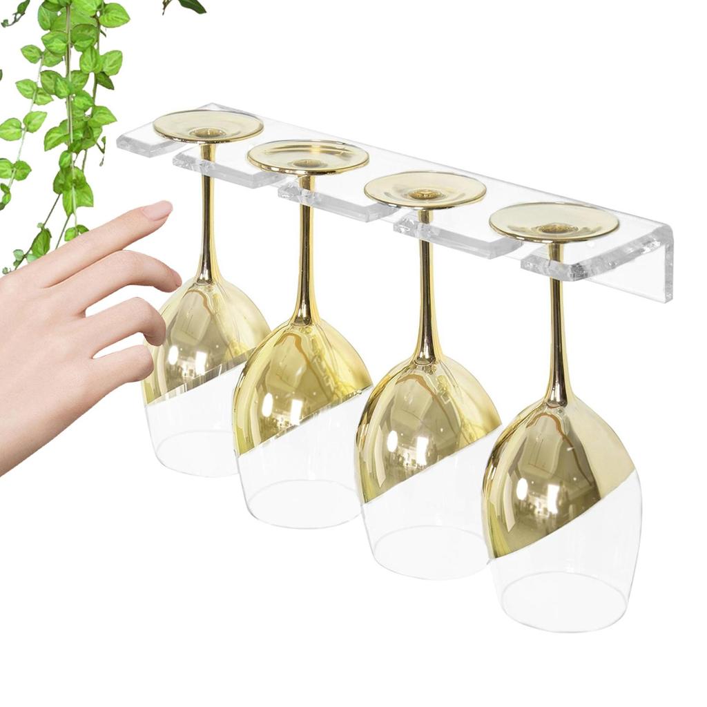 under Cabinet Wine Glasses Holder Easy to Install Cup Rack Hanging Wine Glass Holder Stemware Rack Hanger for Home Restaurant