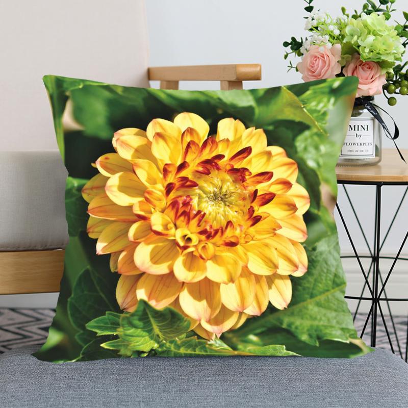 Наволочка с цветком георгина, декоративная наволочка для спальни, домашнего офиса, квадратная наволочка, мягкая