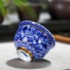 Vintage Master Cup, 1 Blue and White Porcelain Teacup, Small Tea Bowl, Ceramic Kung Fu Set, Gold Edged Tea Bowl, Single Cup