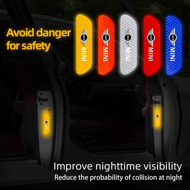 4Pcs Car Door Safety Warning Sticker Reflective Mark Decal For BMW Mini Works Cooper F54 F55 F56 F57 F60 R50 R52 R53 R55 R56 R57
