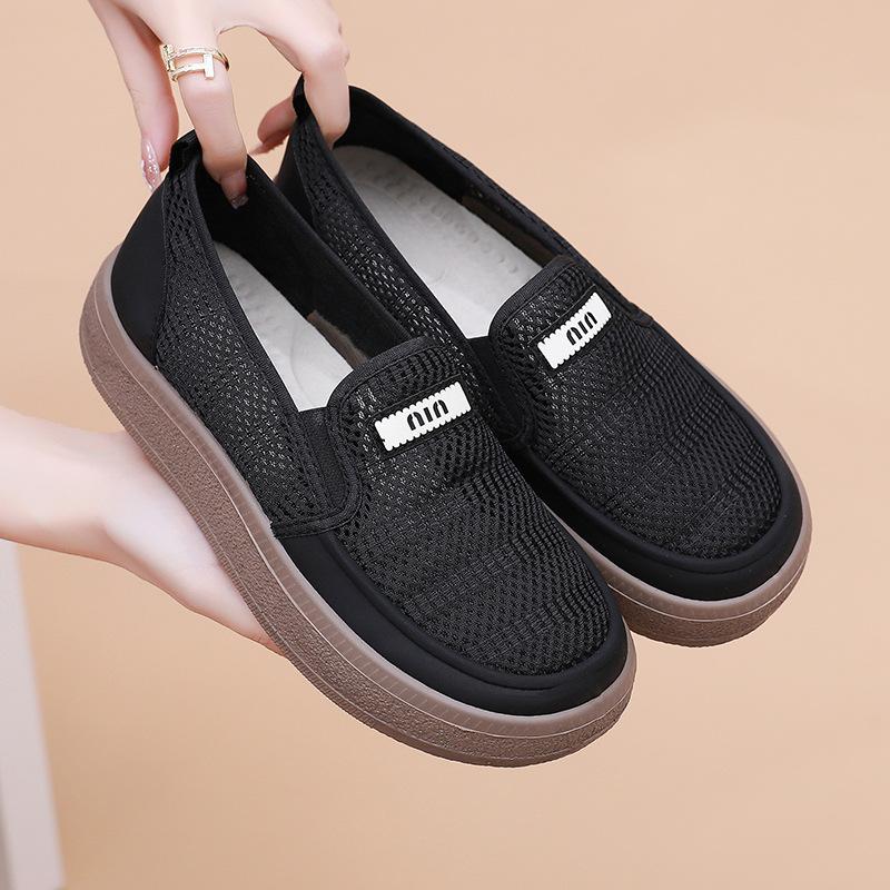 Summer New Women's Shoes Platform-soled Lightweight Casual Shoes Single Shoes Fashionable Versatile Breathable Non-slip One-pedal Women's Shoes