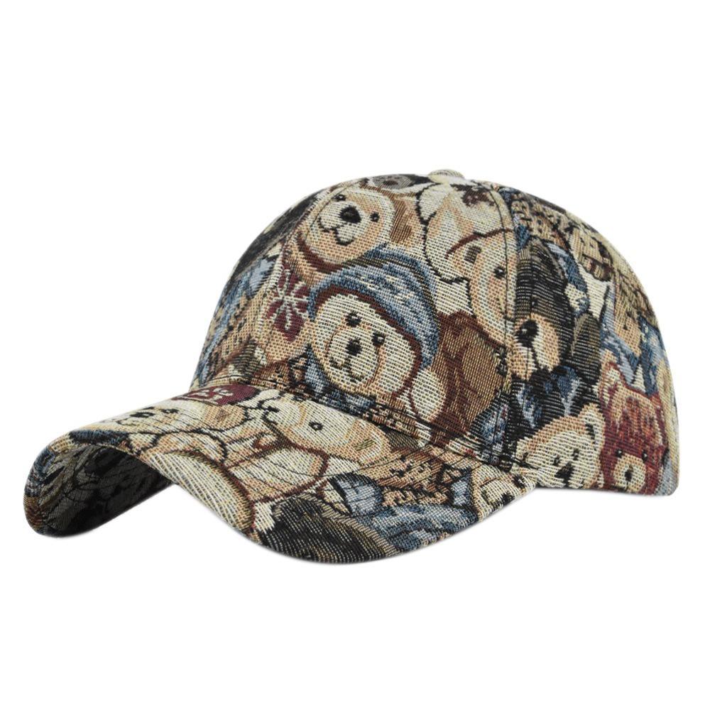 Little Bear Print Unisex-Teens Caps Dog Print Cotton Snapback Caps Fashion Hip Hop Vintage Hat