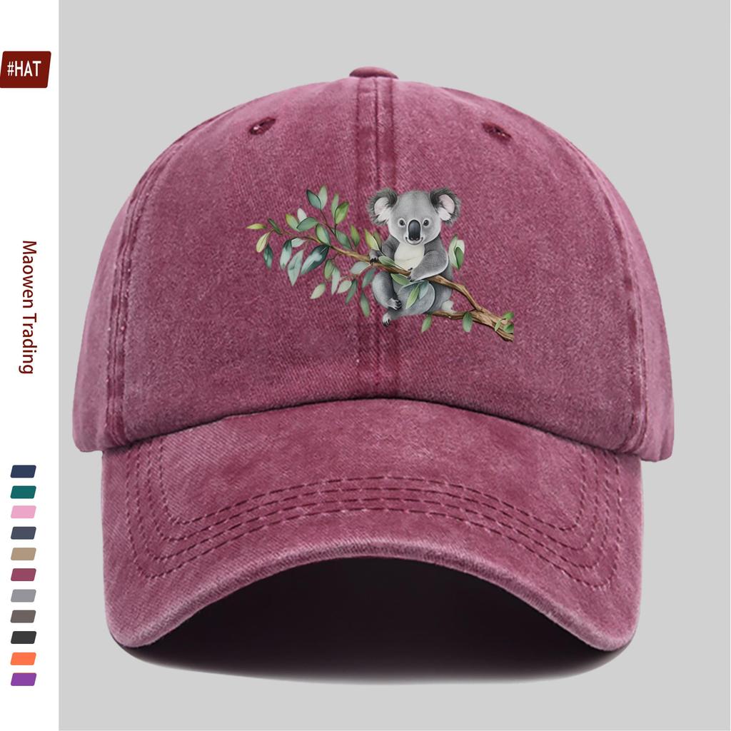 pc Elegant Koala Holding a Branch Print Pattern Baseball Cap Four Seasons Design Sun Hat Outdoor Travel Decorative Hat Comfo